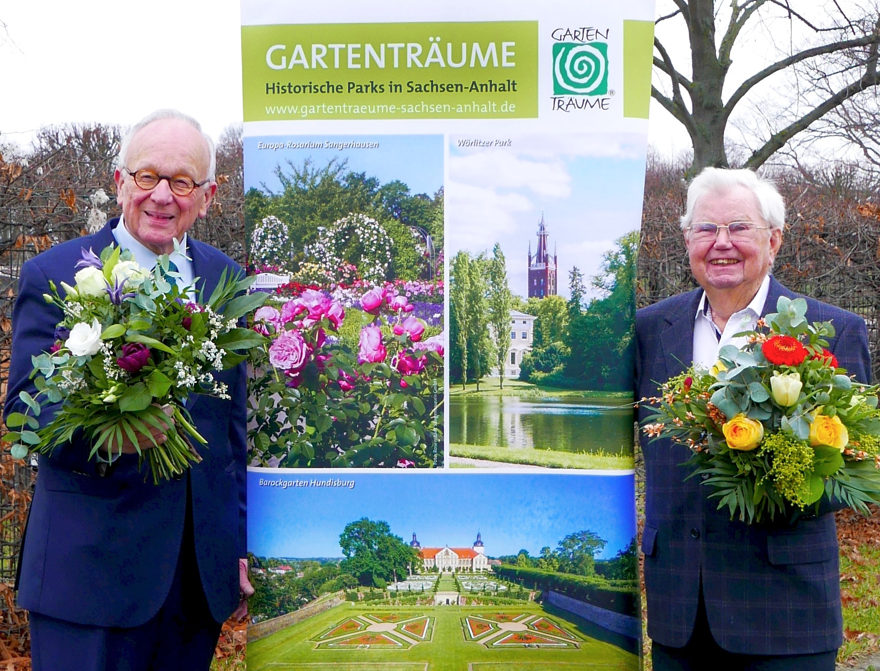 Einsatz für die schönsten Parks in Sachsen-Anhalt ©Gartenträume Sachsen-Anhalt e. V. Dr. Hermann Onko Aeikens (links) übernimmt den Vorsitz beim Gartenträume e. V.