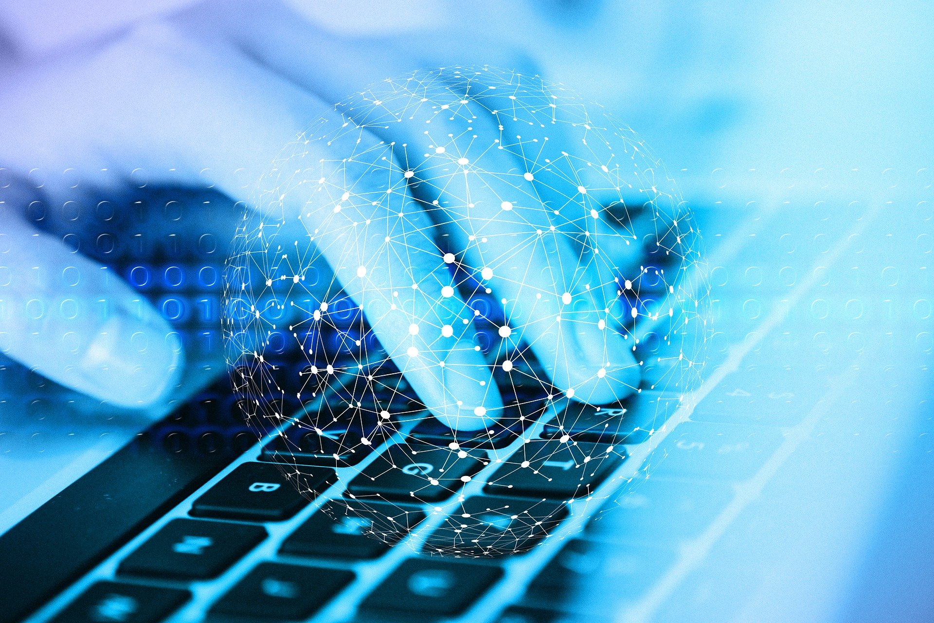 Netzwerk, Hand und Tastatur