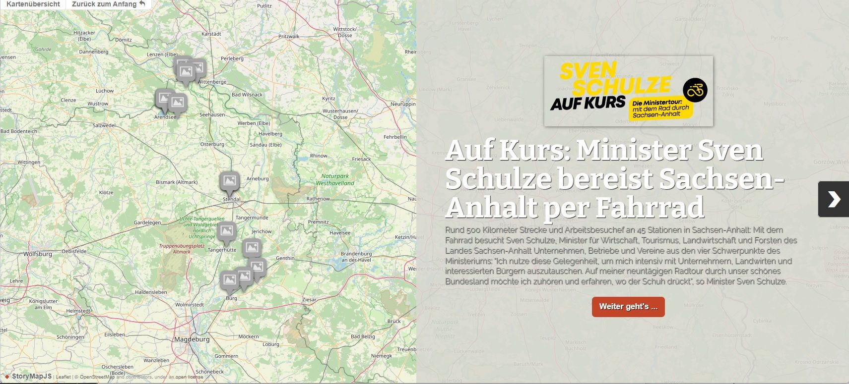 Screenshot Webseite mit Tourdaten