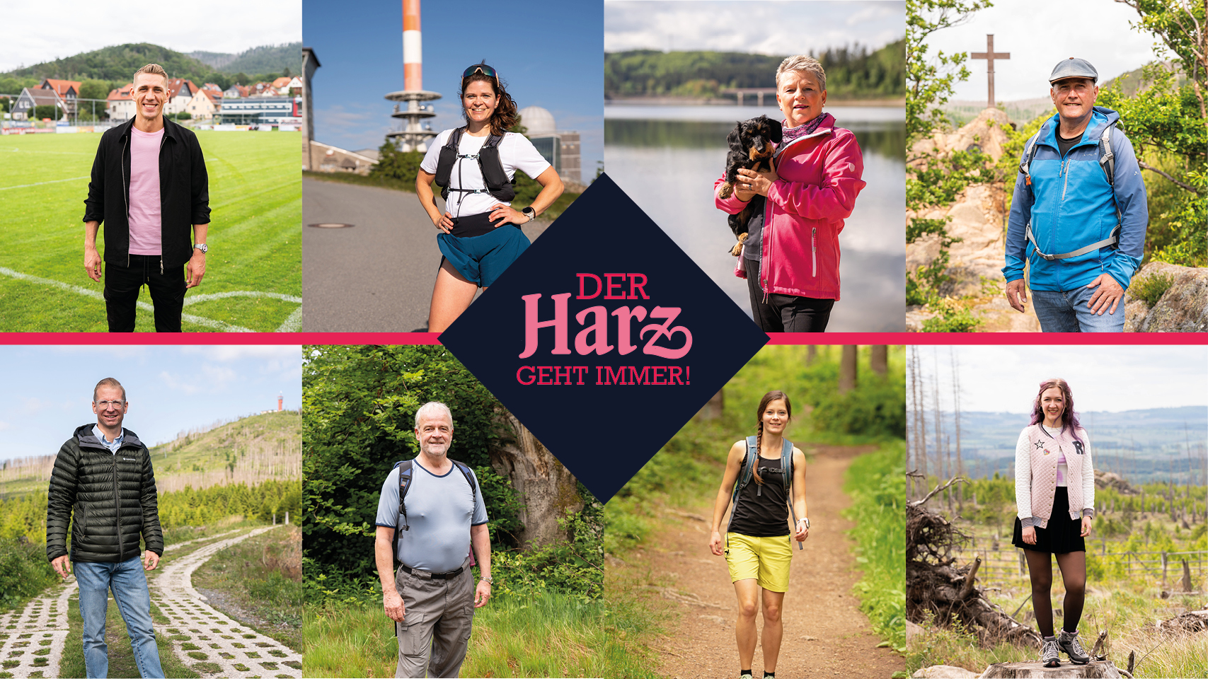 Das Bild zeigt eine Zusammenstellung aller Protagonisten mit Kampagnenlogo.