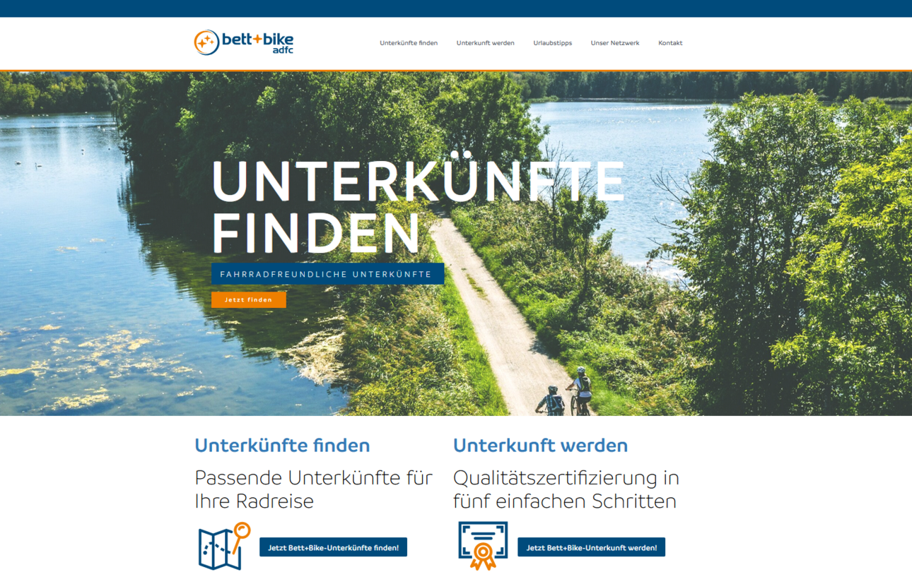 Bett Bike Webseite in neuem Design ©ADFC Sachsen e.V. Screenshot der Startseite