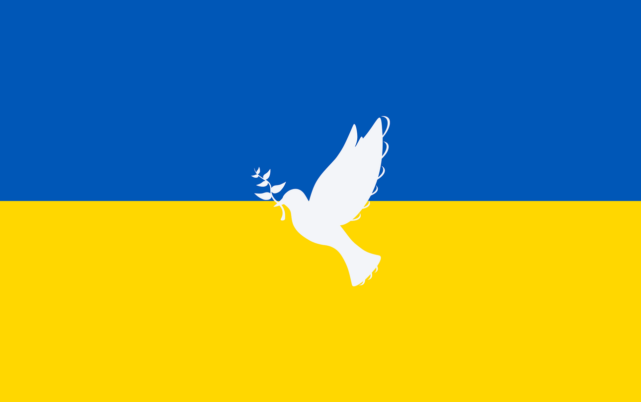 Veranstaltungshinweis: IQ-Café: Unternehmen Fachkräftesicherung ©pixabay Ukrainische Flagge mit Friedenstaube