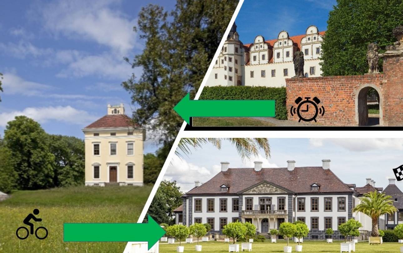 FrauenOrte-Rendezvous im Dessau-Wörlitzer Gartenreich: Geschichte(n) mit dem Rad erFAHREN ©FrauenOrte Sachsen-Anhalt Fotocollage