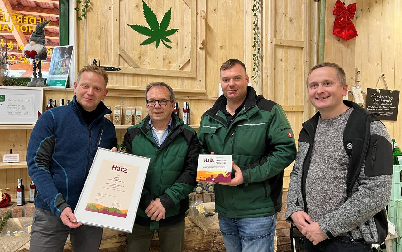 Hanfprodukte mit der Regionalmarke „Typisch Harz“ ausgezeichnet ©HTV Urkunde Hanfprodukte