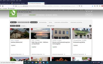 Screenshot Unterkünfteportal Altmark