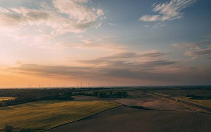 Sonnenuntergang auf einem Feld in Sachsen-Anhalt