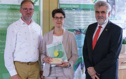 LTV-Vorsitzender Lars-Jörn Zimmer, HTV-Geschäftsführerin Carola Schmidt und Umweltminister Prof. Dr. Armin Willingmann