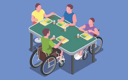 Illustration von Menschen am Tisch und mit Rollstuhl ©pixabay
