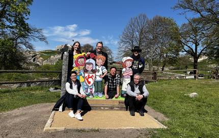 Carola Schmidt (HTV), Stefanie Müller (Blankenburger Tourismusbetrieb), Bürgermeister Heiko Breithaupt, Steffen Gumpert (Illustrator), Wieland Wetzel (Designer), Martin Bolik (Hörspiel-Autor)