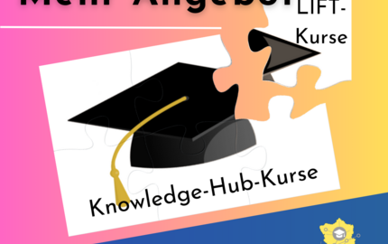 Der Knowledge-Hub der E-Learning-Plattform wird um die LIFT-Kurse erweitert. Beide Bestandteile sind als Puzzle dargestellt.