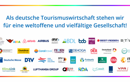 Tourismuswirtschaft mit klarem Bekenntnis für Weltoffenheit und Vielfalt Logos der Akteure