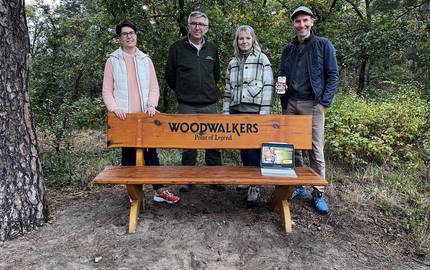 Datei Woodwalker_Mission App_Vorstellung: Carola Schmidt (Harzer Tourismusverband), Klaus Dumeier (Harzer Wandernadel GmbH), Susanne Dahlhaus (Blankenburger Tourismusbetrieb) und Frank Rößler (Set-Jetting GmbH) stellen die neue Erlebnismission zum Film WOODWALKERS vor.