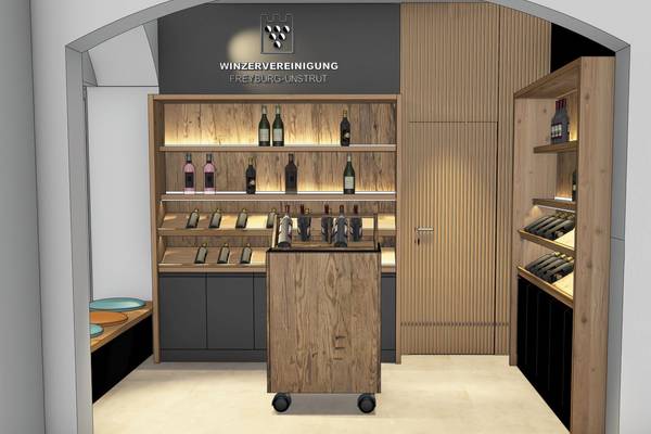 Neuer Wein-Shop „Wein & Mehr“ in Halles Tourist-Information visualisierung neuer wein shop wein u mehr c inside werbung