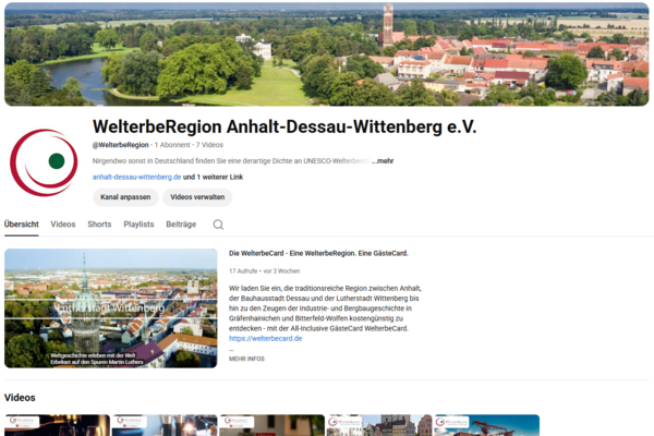 YouTube-Kanal der WelterbeRegion YouTube-Kanal der WelterbeRegion